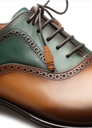 Mezlan Galante Brown & Multi Tri-Tone Patina Cap Toe Oxford Dress Shoes