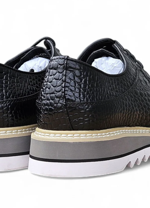 Carrucci Mens Black Alligator Embossed Leather Derby Shoes