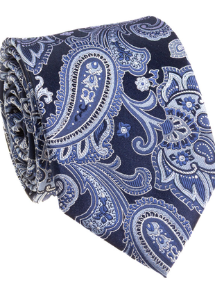 Premium Silk Mens Blue Paisley Silk Hand-Made Tie - The Suit Depot