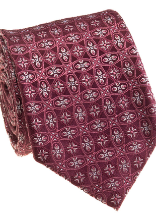 Premium Silk Mens Burgundy Floral Geometric Silk Hand-Made Tie - The Suit Depot