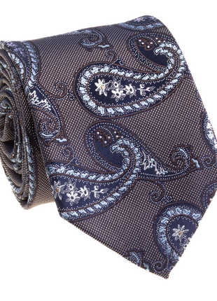 Premium Silk Mens Brown & Navy Paisley Silk Hand-Made Tie - The Suit Depot