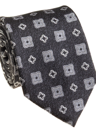 Premium Silk Mens Black Geometric Medallion Silk Hand-Made Tie - The Suit Depot