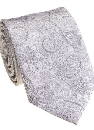 Premium Silk Mens Grey Paisley Silk Hand-Made Tie - The Suit Depot