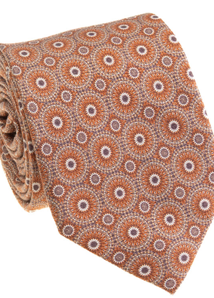 Premium Silk Mens Orange Circle Medallion Silk Hand-Made Tie - The Suit Depot