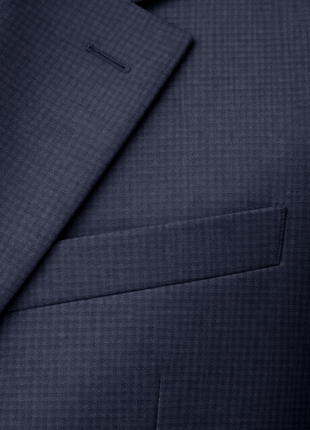 Centrion Micro-Check Blue Classic Fit Notch Lapel 2-Button Wool Suit