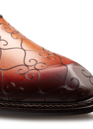 Mezlan Tribeca Cognac Rust Laser Print Calfskin Oxford Dress Shoes