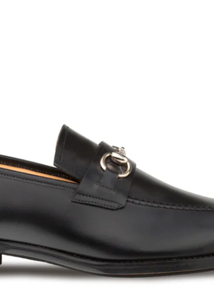 Mezlan Mens Black Leather Calfskin Ornament Horsebit Loafers