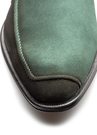 Mezlan Diesel Forest Green Burnished Suede Monk Strap Dress Shoes