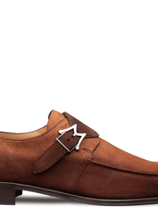 Mezlan Diesel Cognac Burnished Suede Monk Strap Dress Shoes