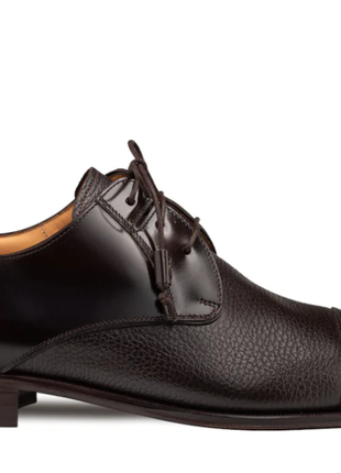 Mezlan Capello Brown Hi-Shine & Pebbled Calf Derby Dress Shoes