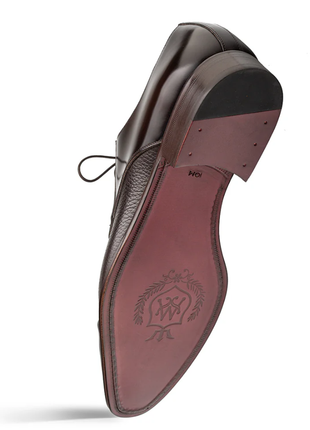 Mezlan Capello Brown Hi-Shine & Pebbled Calf Derby Dress Shoes