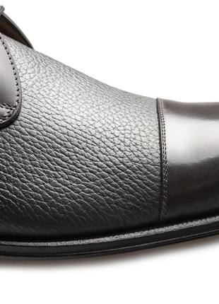 Mezlan Capello Grey Hi-Shine & Pebbled Calf Derby Dress Shoes