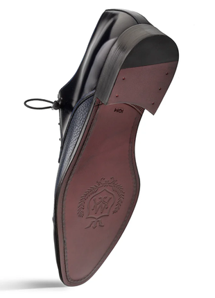 Mezlan Capello Blue Hi-Shine & Pebbled Calf Derby Dress Shoes