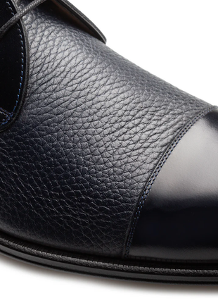 Mezlan Capello Blue Hi-Shine & Pebbled Calf Derby Dress Shoes