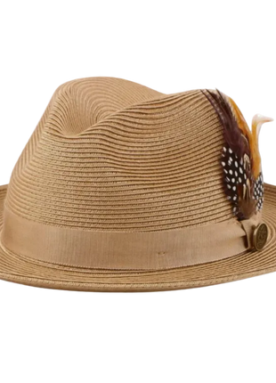 Steven Land Havana Collection Caramel Woven Straw Fedora Hat