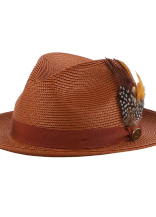 Steven Land Havana Collection Brown Woven Straw Fedora Hat