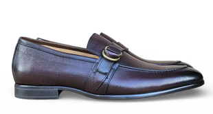 Carrucci Men's Chestnut Calfskin Ring Strap Loafers