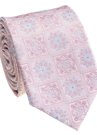 Premium Silk Pink & Light Blue Floral Square Silk Hand-Made Tie