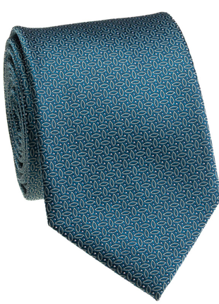 Premium Silk Teal Blue Micro Oval Geometric Silk Hand-Made Tie