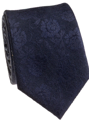Premium Silk Navy Blue Tonal Floral Jacquard Silk Hand-Made Tie