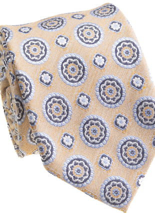 Premium Silk Yellow Floral Medallion Silk Hand-Made Tie