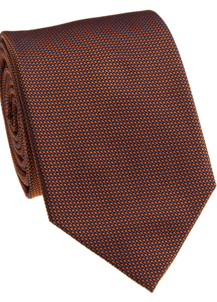 Premium Silk Orange Micro Geometric Silk Hand-Made Tie