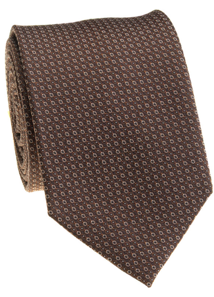 Premium Silk Brown Micro Circle Geometric Silk Hand-Made Tie