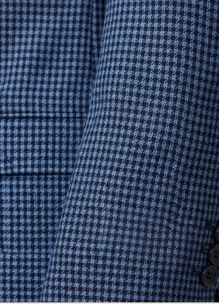 Beragamo Blue Houndstooth Modern Fit Notch Lapel 2-Button Wool Sport Coat
