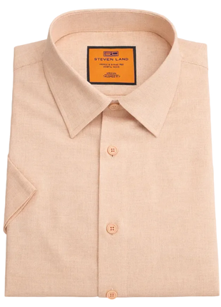 Steven Land Peach Coastal Weave Tailored Fit Stretch Short Sleeve Shirt