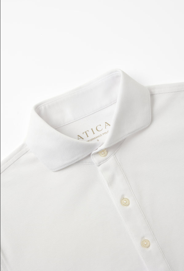white polo dress shirt Atica Solid White Dress Collar Performance Short Sleeve Polo Shirt – The  Suit Depot