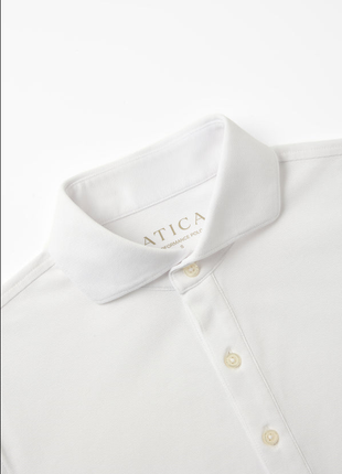Atica Solid White Dress Collar Short Sleeve Cotton Stretch Performance Polo Shirt