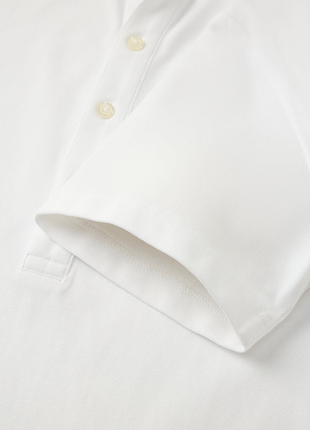 Atica Solid White Dress Collar Short Sleeve Cotton Stretch Performance Polo Shirt