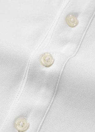 Atica Solid White Dress Collar Short Sleeve Cotton Stretch Performance Polo Shirt