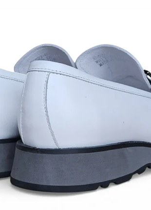 Carrucci White Full Grain Leather Horsebit Hybrid Sole Loafers