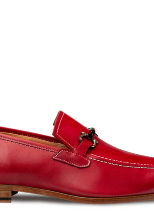 Mezlan Rios II Red Horsebit Textured Leather Slip-On Loafers
