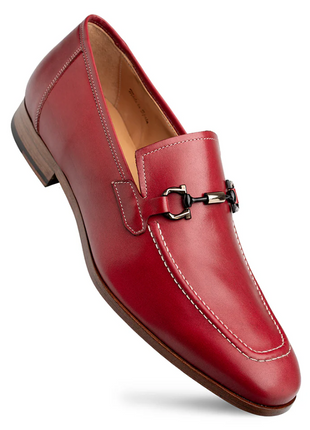 Mezlan Rios II Red Horsebit Textured Leather Slip-On Loafers