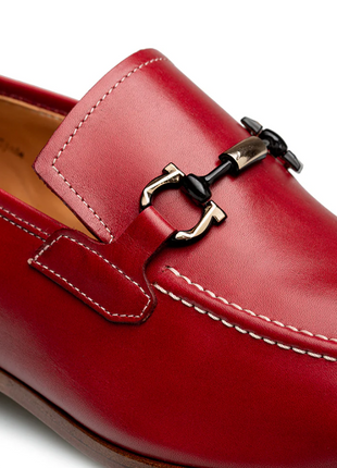 Mezlan Rios II Red Horsebit Textured Leather Slip-On Loafers