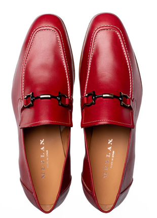 Mezlan Rios II Red Horsebit Textured Leather Slip-On Loafers