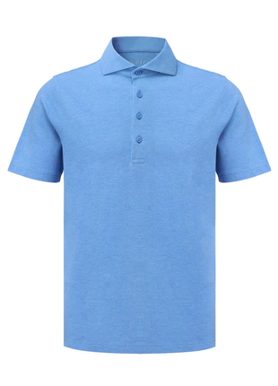 Atica Heather Sky Blue Dress Collar Short Sleeve Cotton Stretch Performance Polo Shirt