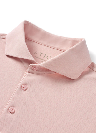 Atica Peach Dress Collar Short Sleeve Cotton Stretch Performance Polo Shirt