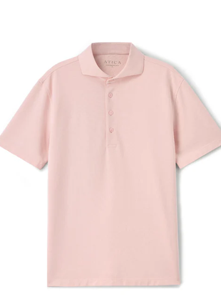 Atica Peach Dress Collar Short Sleeve Cotton Stretch Performance Polo Shirt