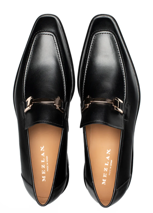 Mezlan Barsotti Black Hand-Burnished Calfskin Ornament Slip On Loafers