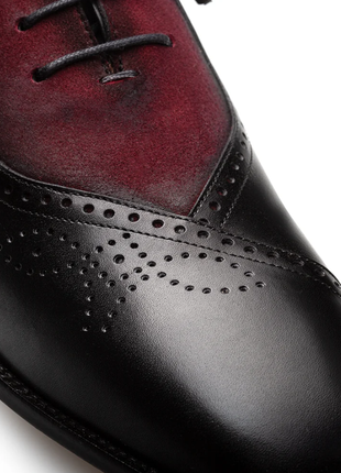 Mezlan Black & Wine Multi-Tone Calfskin Suede Oxford Dress Shoes