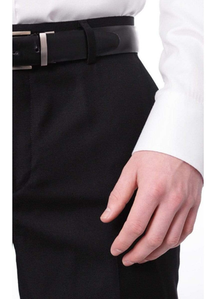 Mens Slim Fit Solid Black Flat Front Wool Prehemmed Dress Pants