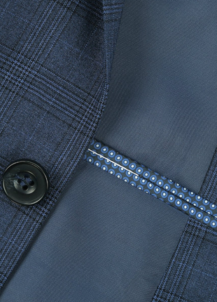 Raphael Blue Plaid Classic Fit Notch Lapel Two Button 3 Piece Suit