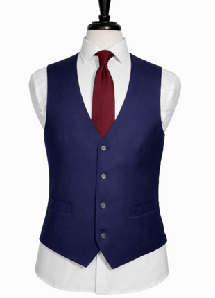 Corneliani Mens Solid Navy Fully-Canvassed Peak Lapels Classic Fit 3-Piece Wool Silk Suit - 34R - The Suit Depot
