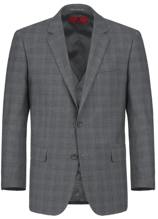 Raphael Gray Plaid Classic Fit Notch Lapel Two Button 3 Piece Suit