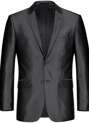 Raphael Men’s Black Sharkskin Classic Fit Notch Lapels Two Button Blazer