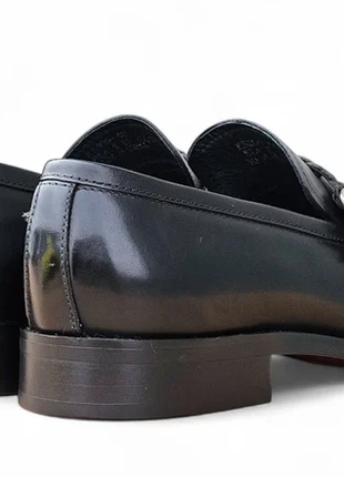 Carrucci Men's Black Leather Braided Bit Loafer with Buckle Detail