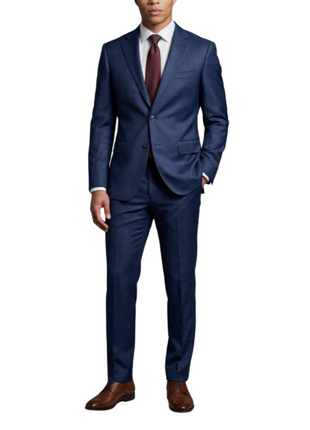 Joseph Bach Mens Blue Plaid Half-Canvassed Classic Fit Notch Lapels 2 Button Wool Suit